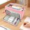 Sooez Super Large Pencil Case, Big Capacity Pencil Bag with 3 Compartments, can hold 100 pencils, Cute Pencil Pouch with Zipper, Portable Stationery Pen Bag, Aesthetic School Supplies For Girls, Pink